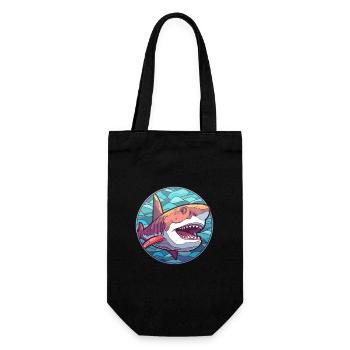 Shark Stained Glass Colorful Cartoon Kawaii Animal - Gift Bag for Bottles - black - Front