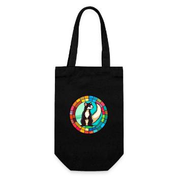 Skunk vitrail coloré dessin animé Kawaii Animal - Sac à bouteille - noir - Devant