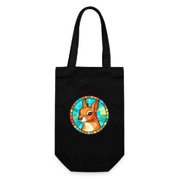 Écureuil vitrail coloré dessin animé Kawaii Ani - Sac à bouteille - noir - Devant
