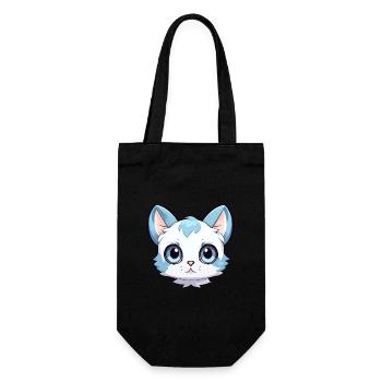 Aegean Cat Cute Happy Kawaii Cartoon Clipart Anima - Gift Bag for Bottles - black - Front