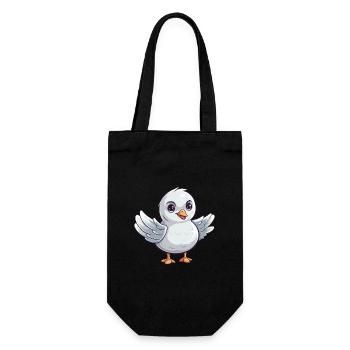 Seagull Cute Happy Kawaii Cartoon Clipart Animal - Gift Bag for Bottles - black - Front