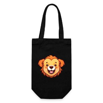 Lion mignon heureux kawaii dessin animé Clipart Animal - Sac à bouteille - noir - Devant