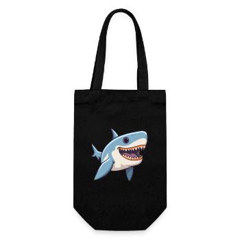 Shark Cute Happy Kawaii Cartoon Clipart Animal - Gift Bag for Bottles - black - Front