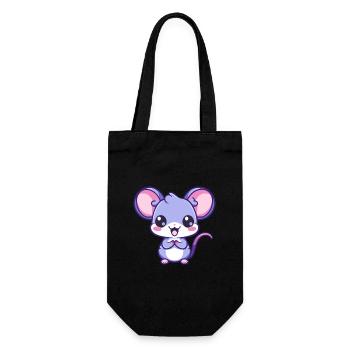 ratte niedlich glücklich kawaii cartoon clipart tier - Geschenkbeutel für Flaschen - Schwarz - Vorne