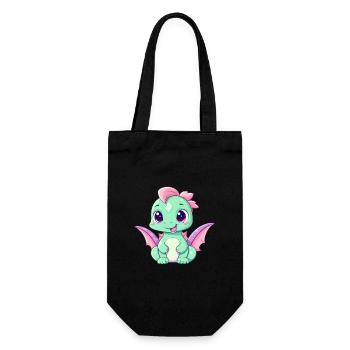 Drache Niedlich Glücklich Kawaii Cartoon Clipart Tier - Geschenkbeutel für Flaschen - Schwarz - Vorne