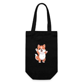 chien mignon heureux kawaii dessin animé clipart animal - Sac à bouteille - noir - Devant