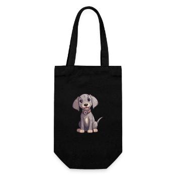 Braque de Weimar chien mignon heureux Kawaii Cartoon Clipart A - Sac à bouteille - noir - Devant