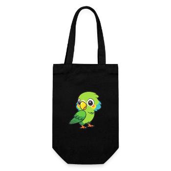 Papagei Niedlich Glücklich Kawaii Cartoon Clipart Tier - Geschenkbeutel für Flaschen - Schwarz - Vorne