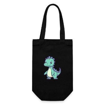 Dinosuar Niedlich Glücklich Kawaii Cartoon Clipart Tier - Geschenkbeutel für Flaschen - Schwarz - Vorne