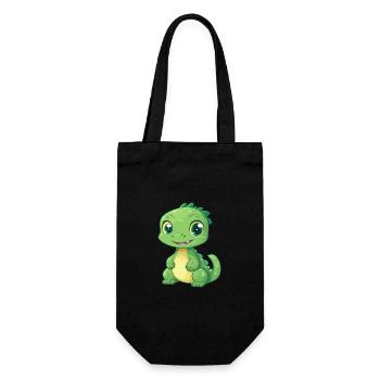 Basilisk Niedlich Glücklich Kawaii Cartoon Clipart Tier - Geschenkbeutel für Flaschen - Schwarz - Vorne