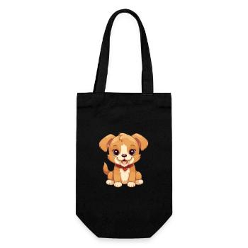 Russian Toy Dog Cute Happy Kawaii Cartoon Clipart - Gift Bag for Bottles - black - Front