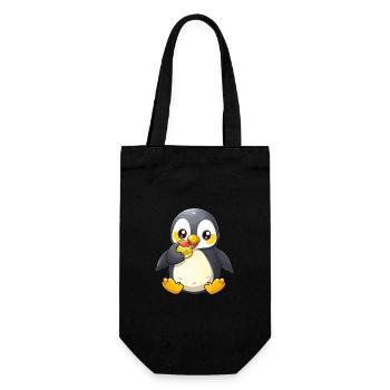 pinguin niedlich glücklich kawaii cartoon clipart tier - Geschenkbeutel für Flaschen - Schwarz - Vorne