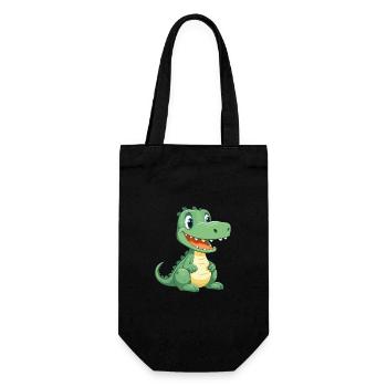 Crocodile mignon heureux kawaii dessin animé Clipart Animal - Sac à bouteille - noir - Devant