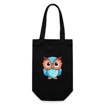Eule süßes glückliches Kawaii Cartoon Clipart Tier - Geschenkbeutel für Flaschen - Schwarz - Vorne