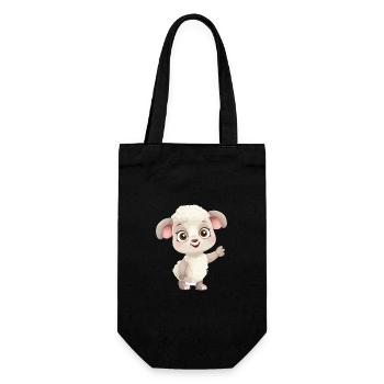 Schaf süßes glückliches Kawaii Cartoon Clipart Tier - Geschenkbeutel für Flaschen - Schwarz - Vorne