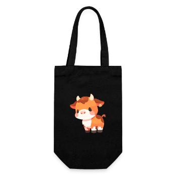 Vache Mignon Heureux Kawaii Dessin Animé Clipart Animal - Sac à bouteille - noir - Devant