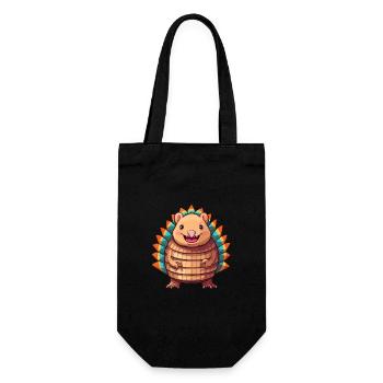 Armadillo Cute Happy Kawaii Cartoon Clipart Animal - Gift Bag for Bottles - black - Front