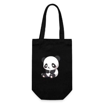 Panda mignon heureux Kawaii dessin animé Clipart Animal - Sac à bouteille - noir - Devant