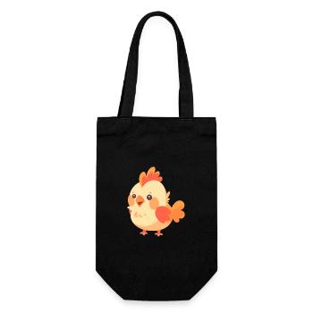 Rooster Cute Happy Kawaii Cartoon Clipart Animal - Gift Bag for Bottles - black - Front