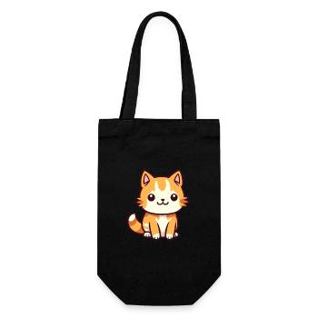 Katze niedlich glücklich kawaii cartoon clipart tier - Geschenkbeutel für Flaschen - Schwarz - Vorne