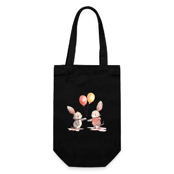 Lapins Kawaii Cartoon Pet Jouant Avec Des Ballons - Sac à bouteille - noir - Devant