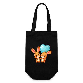 Rabbits Kawaii Cartoon Pet Playing With Balloons - Gift Bag for Bottles - black - Front