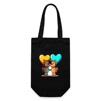 Mooses Kawaii Cartoon Pet Playing With Balloons - Gift Bag for Bottles - black - Front