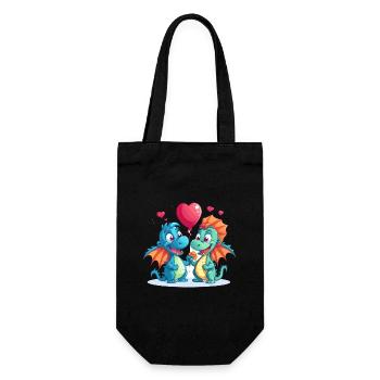 Dragons Kawaii Cartoon Pet Playing With Balloons - Gift Bag for Bottles - black - Front