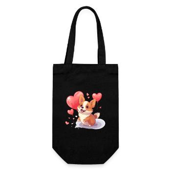 Corgi Dog Kawaii Cartoon Pet jouant avec des ballons - Sac à bouteille - noir - Devant
