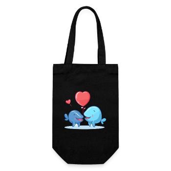 Whales Kawaii Cartoon Pet Playing With Balloons - Gift Bag for Bottles - black - Front