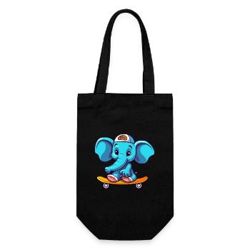 Funny Elephant Kawaii Cartoon Playing Skateboard - Gift Bag for Bottles - black - Front