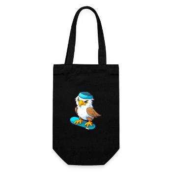 Lustiger Adler Kawaii Cartoon Haustier spielt Skateboard - Geschenkbeutel für Flaschen - Schwarz - Vorne