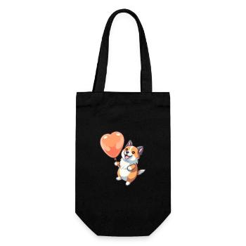 Dog Kawaii Cartoon Pet Playing With Balloons - Gift Bag for Bottles - black - Front