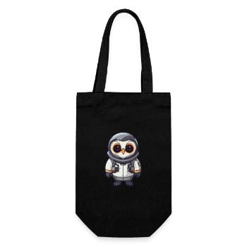 Astronaut Funny Owl Kawaii Cartoon Animal Pet - Gift Bag for Bottles - black - Front