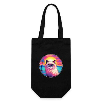 Birman-Katzenrasse-Aquarell-Cartoon-Kawaii-Haustier - Geschenkbeutel für Flaschen - Schwarz - Vorne