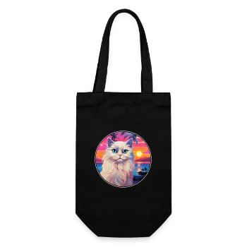 Ragdoll Cat Breed Watercolor Cartoon Kawaii Pet - Gift Bag for Bottles - black - Front