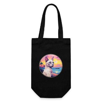 Tonkinois Chat Race Aquarelle Dessin Animé Kawaii Animal De Compagnie - Sac à bouteille - noir - Devant