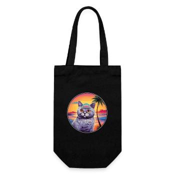 Anglais Argent Chat Race Aquarelle Dessin Animé Kawaii - Sac à bouteille - noir - Devant