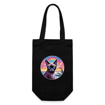 Siamkatze Rasse Aquarell Karikatur Kawaii Haustier - Geschenkbeutel für Flaschen - Schwarz - Vorne