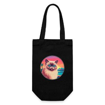 Himalaya-Katzenrasse, Aquarell-Cartoon-Kawaii-Haustier - Geschenkbeutel für Flaschen - Schwarz - Vorne
