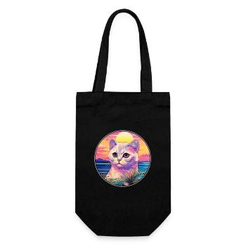 Scottish Fold Cat Race Aquarelle Dessin Animé Kawaii - Sac à bouteille - noir - Devant