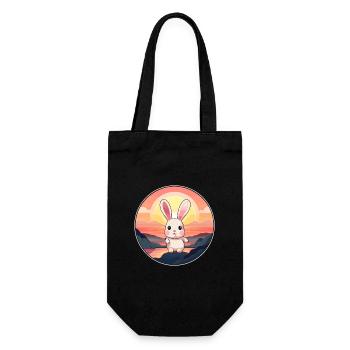 Hase buntes Aquarell Cartoon Kawaii Tier - Geschenkbeutel für Flaschen - Schwarz - Vorne