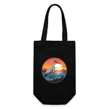 Ibis Colorful Watercolor Cartoon Kawaii Animal - Gift Bag for Bottles - black - Front