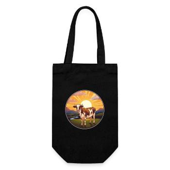Vache Aquarelle Colorée Dessin Animé Kawaii Animal - Sac à bouteille - noir - Devant