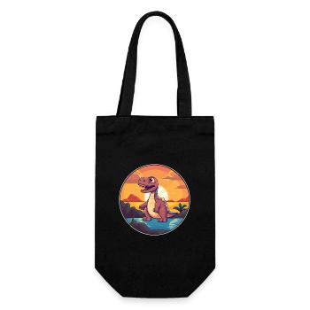 Dinosaurier buntes Aquarell Cartoon Kawaii Tier - Geschenkbeutel für Flaschen - Schwarz - Vorne