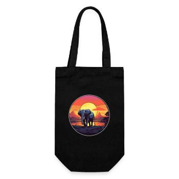 Éléphant Aquarelle Colorée Dessin Animé Kawaii Animal - Sac à bouteille - noir - Devant
