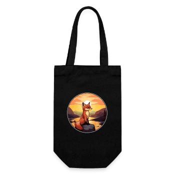 Gelehrter Fuchs Buntes Aquarell Cartoon Kawaii Haustier - Geschenkbeutel für Flaschen - Schwarz - Vorne