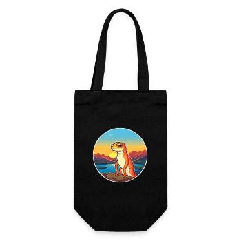 Lizard Colorful Watercolor Cartoon Kawaii Animal - Gift Bag for Bottles - black - Front