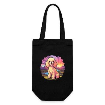 Caniche Chien Aquarelle Colorée Dessin Animé Kawaii Pet - Sac à bouteille - noir - Devant