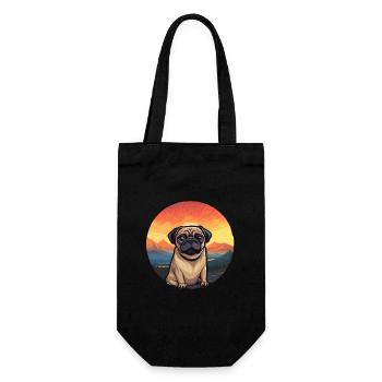 Pug Dog Colorful Watercolor Cartoon Kawaii Animal - Gift Bag for Bottles - black - Front